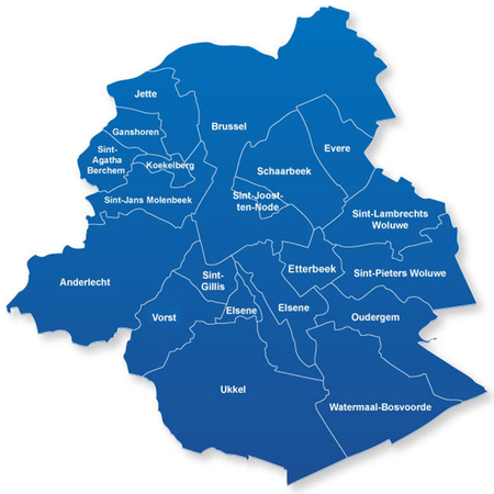 map van van het Brussels Hoofdstedelijk Gewest